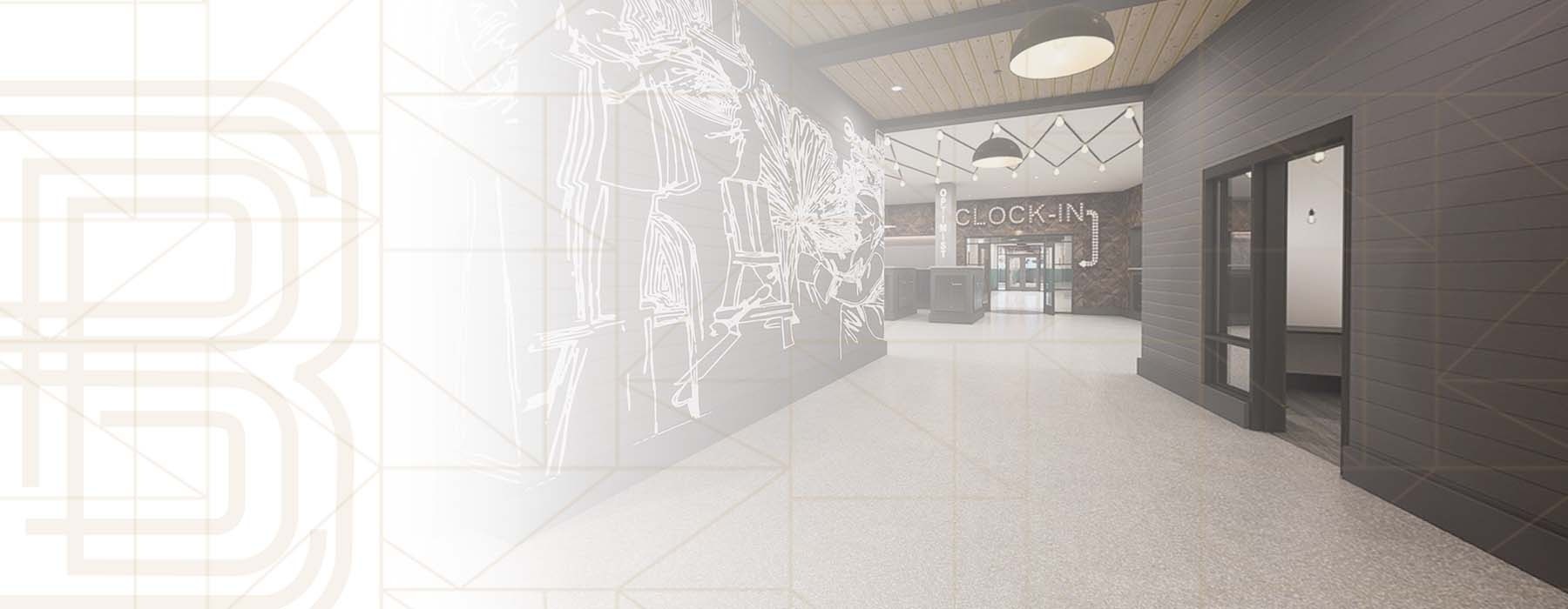 edited image of people walking indoors