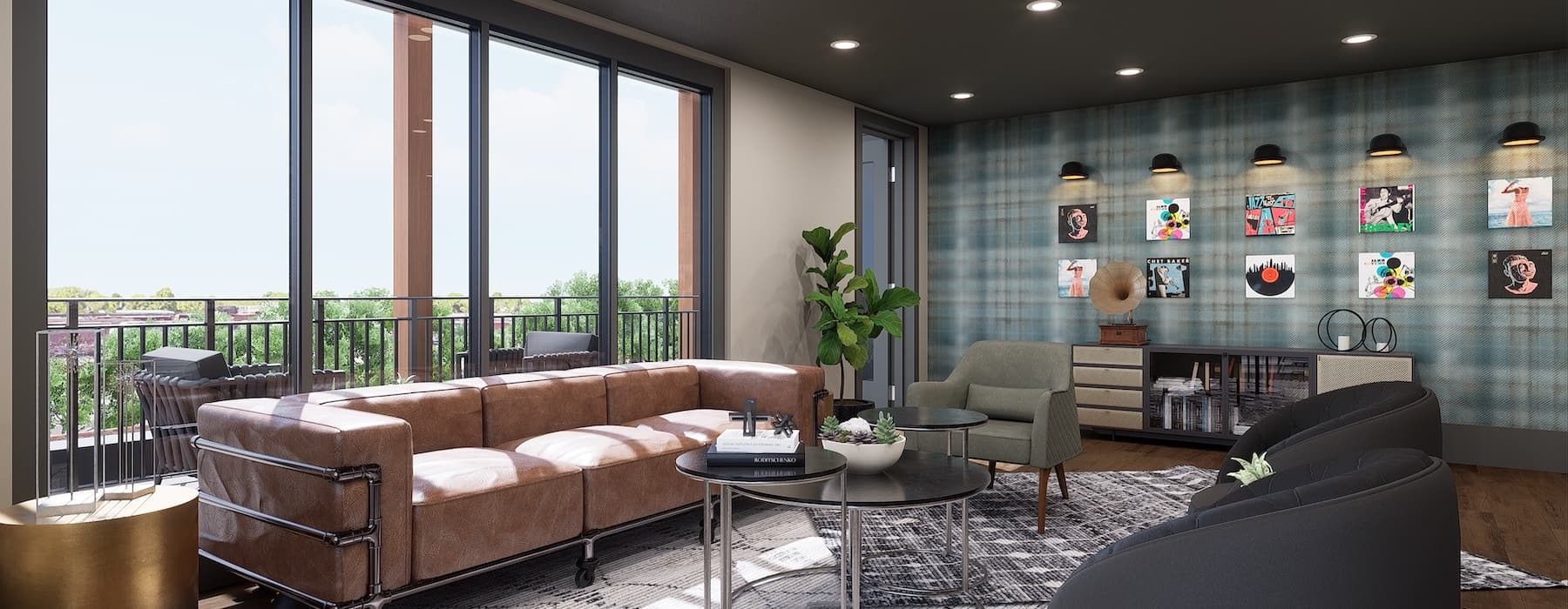 spacious lounge room with modern decor
